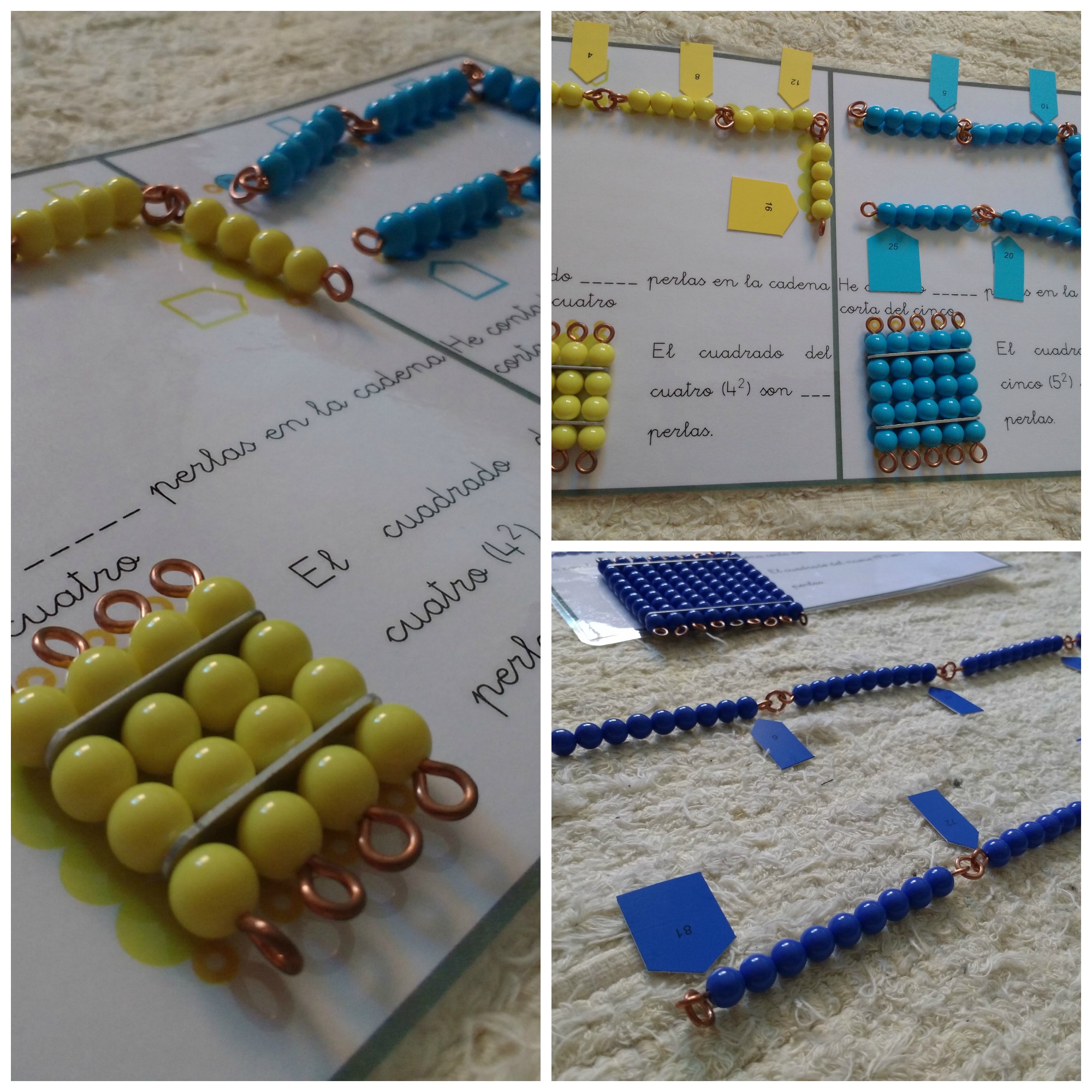 Cadenas cuadrados y fichas